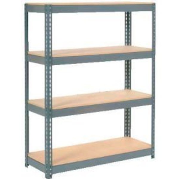 Global Equipment Extra Heavy Duty Shelving 48"W x 24"D x 60"H With 4 Shelves, Wood Deck, Gry 717107